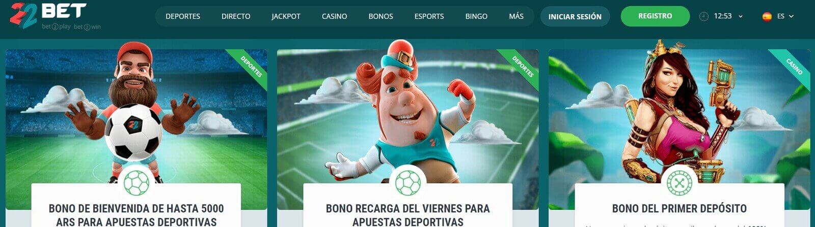 Página web de 22Bet Casino online en pesos argentinos