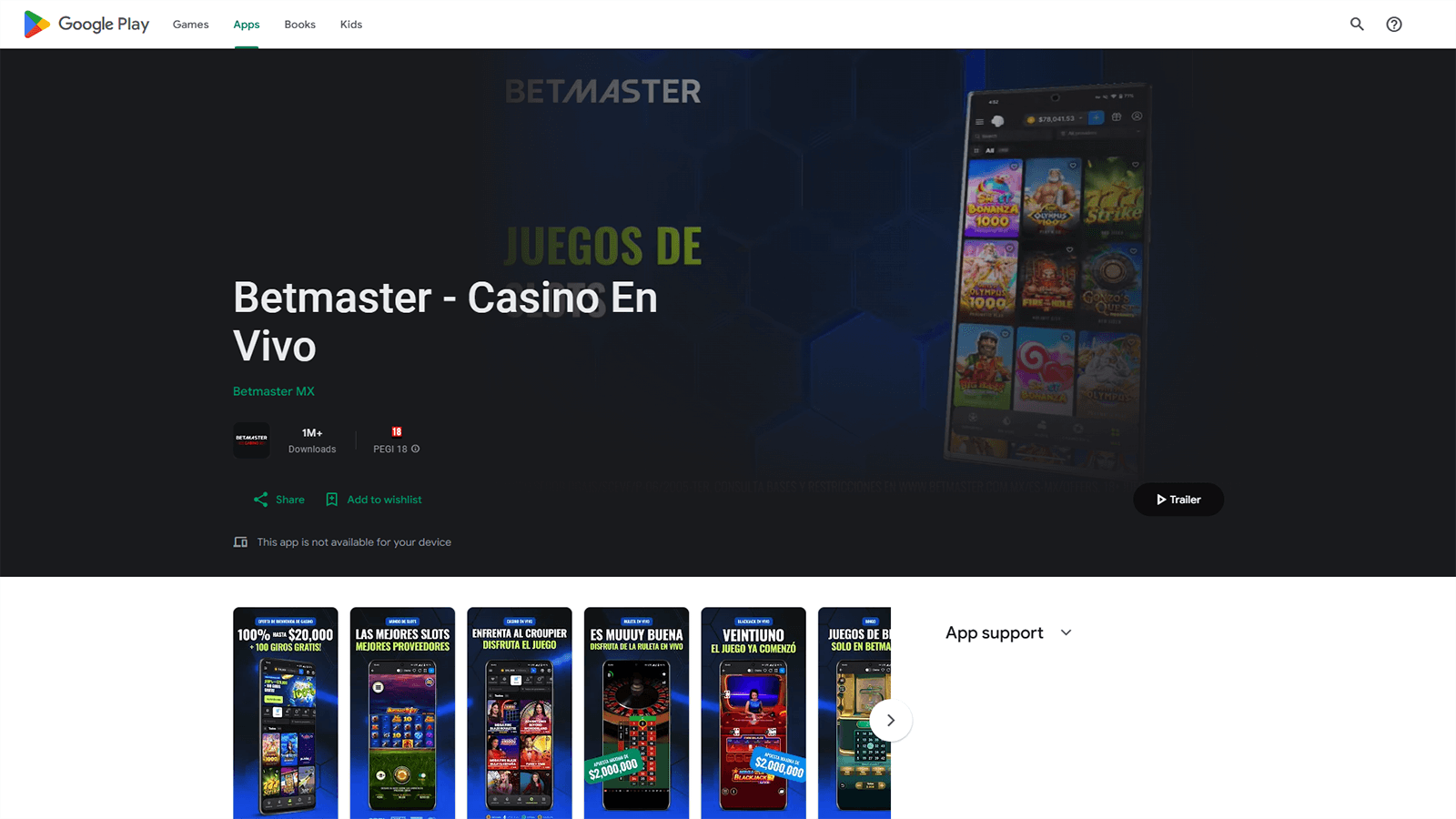 BetMaster Casino en Vivo Mobile App