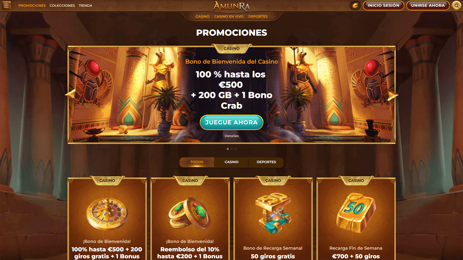 CasinoEnlineaHEX.com   AmunRa Casino Promociones