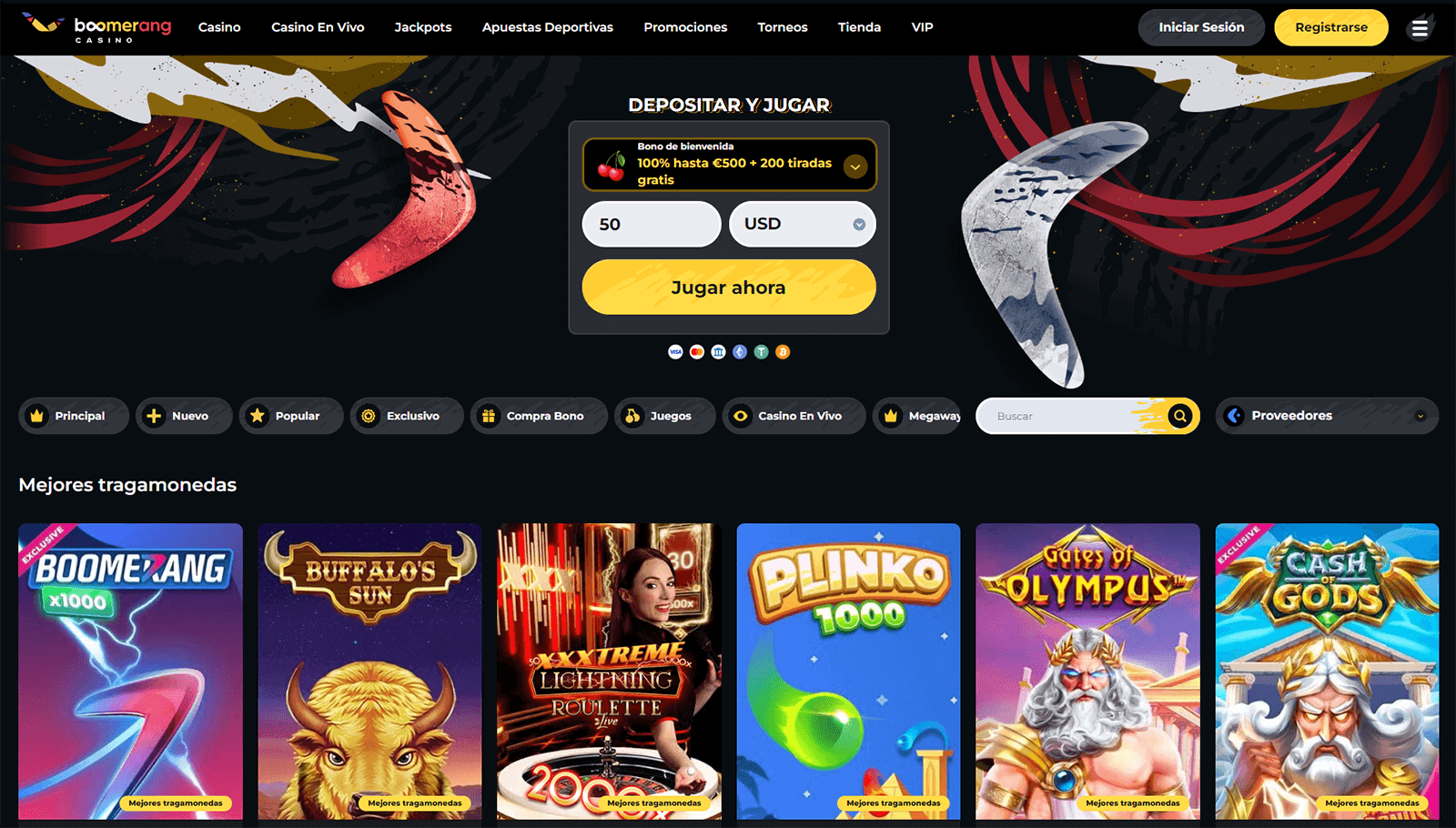 CasinoEnlineaHEX.com   Boomerang Casino Pagina de Inicio