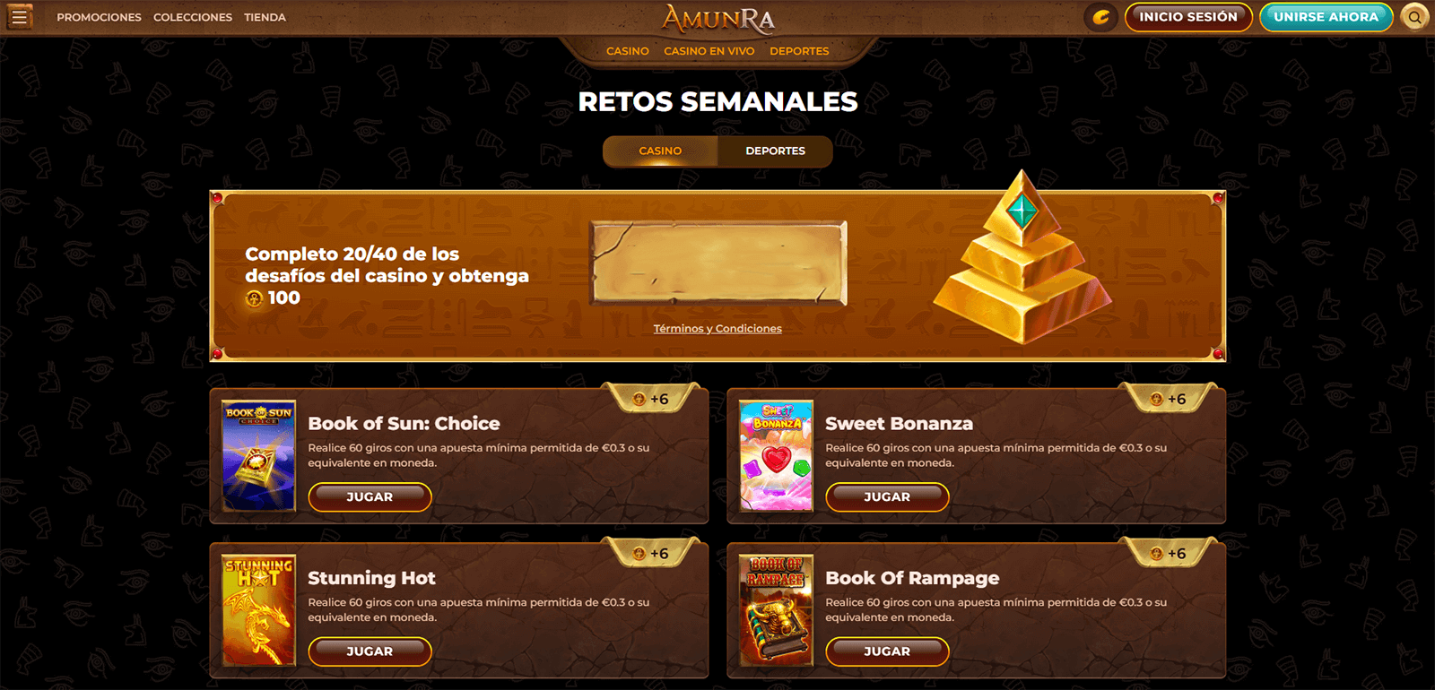 CasinoEnlineaHEX.com   Casino AmunRa Retos Semanales