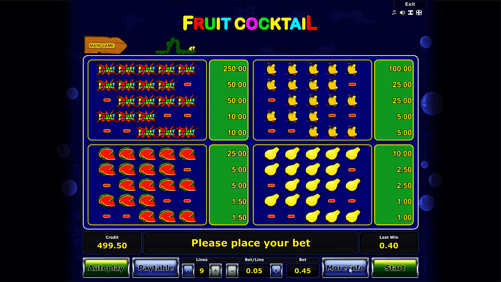 CasinoEnlineaHEX.com   Juego de Tragamonedas Fruit Cocktail