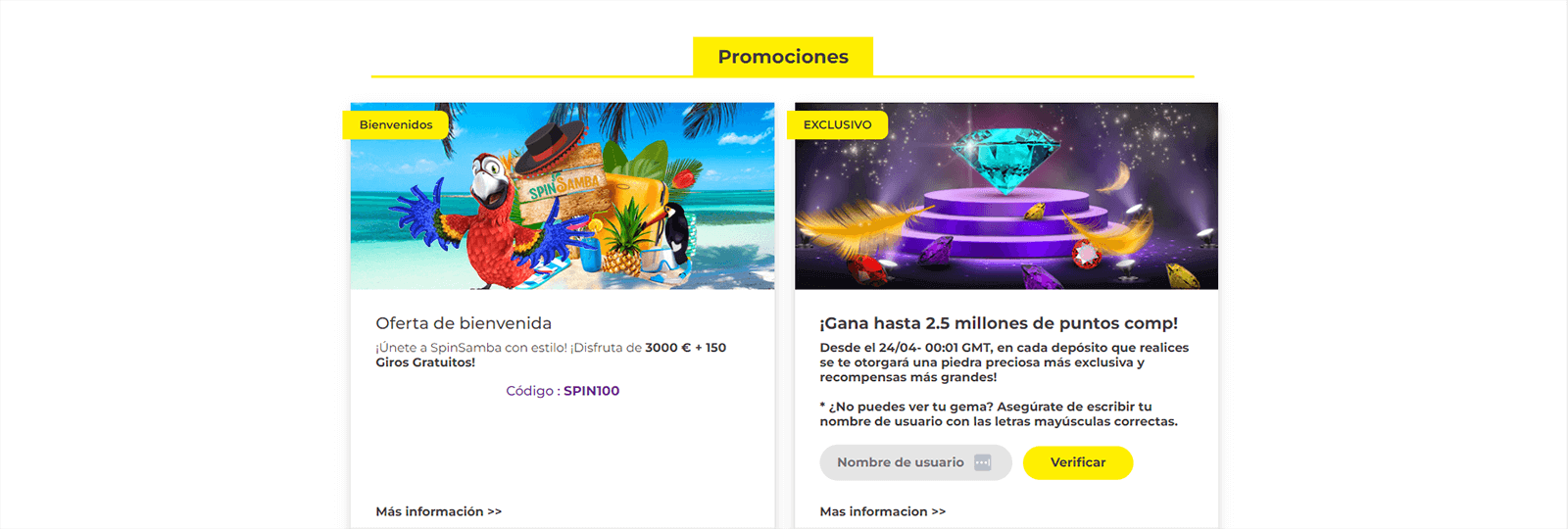 CasinoEnlineaHEX.com   SpinSamba Casino Promociones