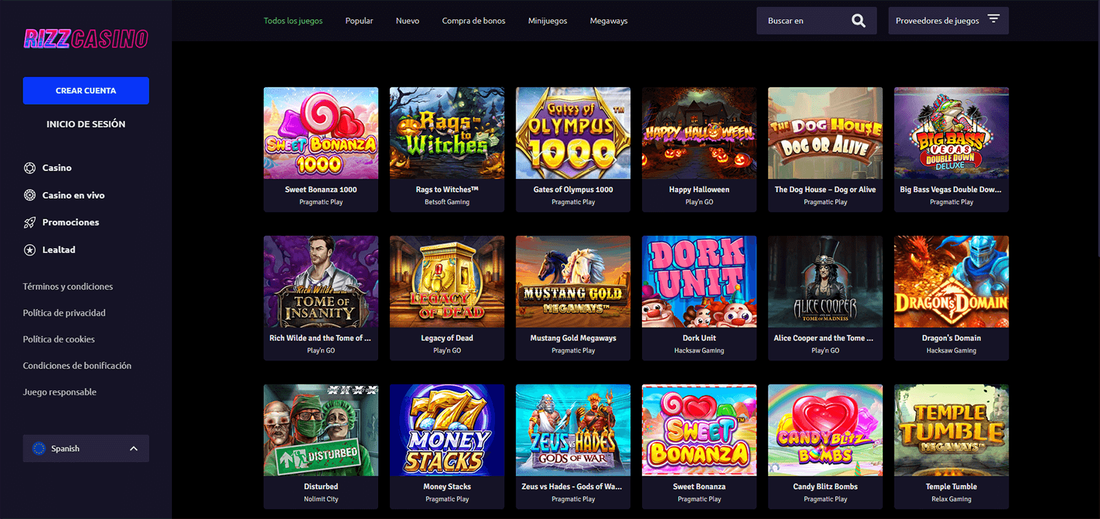 Rizz Casino Pagina de Inicio
