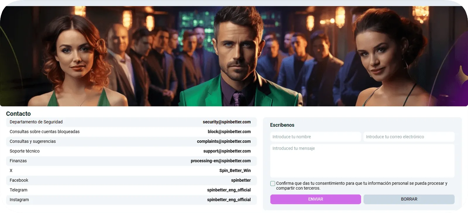 Atencion al cliente en SpinBetter Casino