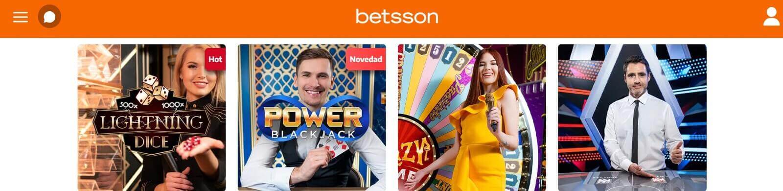 Juegos de casino en vivo en Betsson Casino online