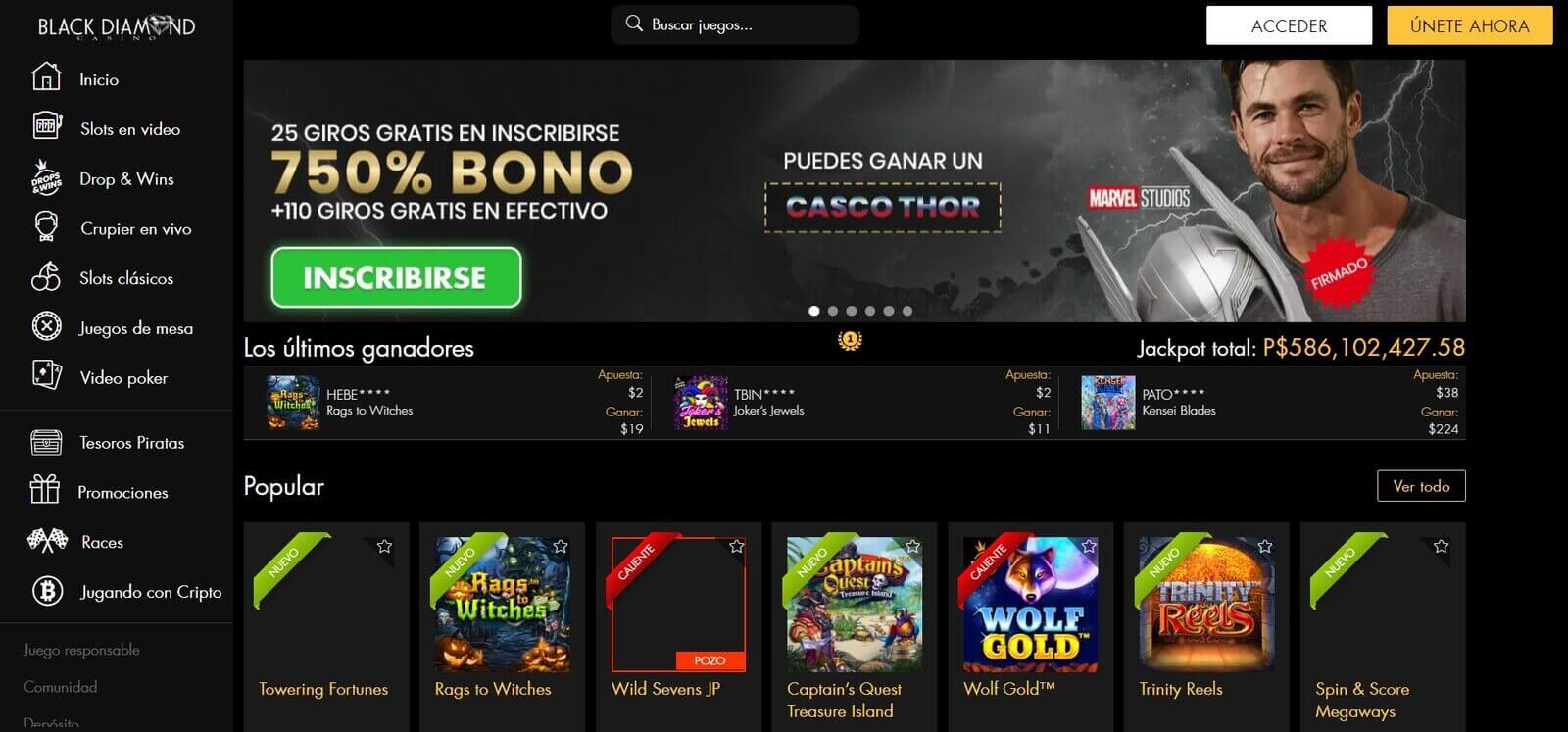 Reseña de Black Diamond Casino online en Latinoamérica
