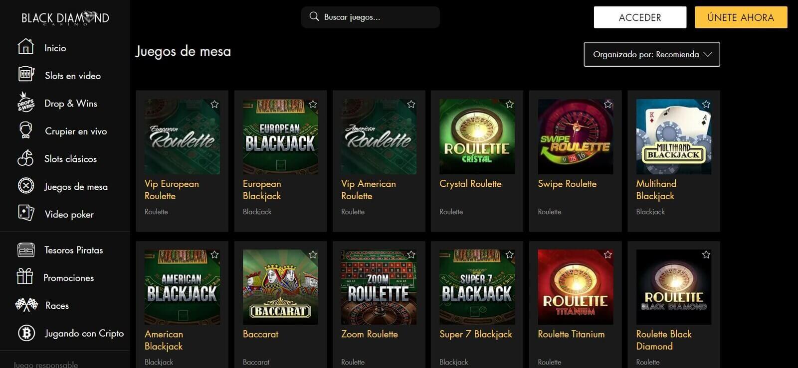 Juegos de Black Diamond Casino online en Latinoamérica