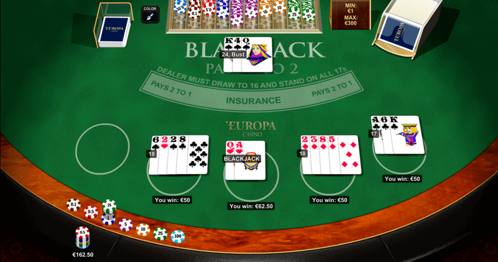 Blackjack en vivo Blackjack Multihand 5 de Playtech