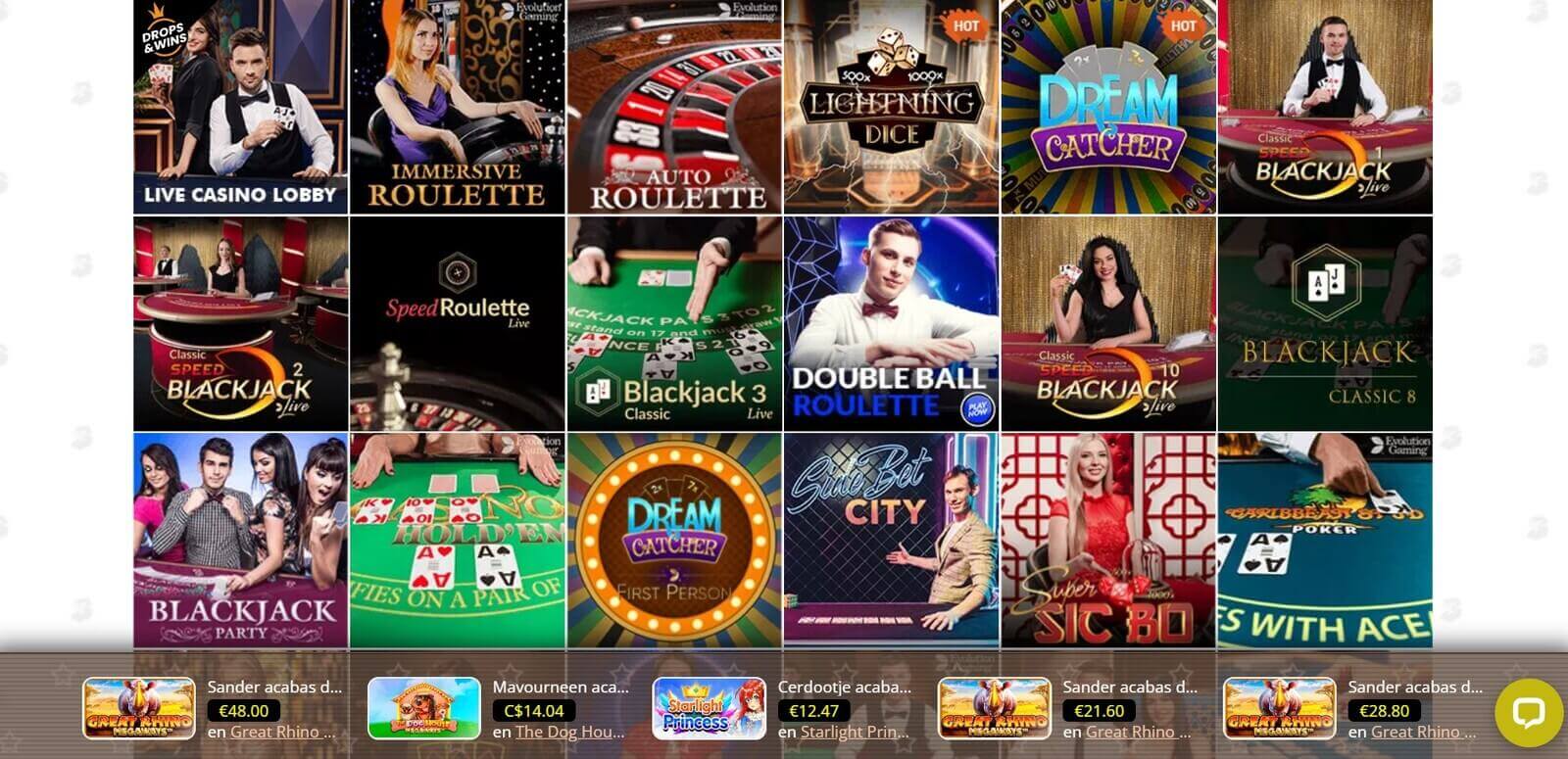 Juegos en vivo de casino Bob en Latinoamérica