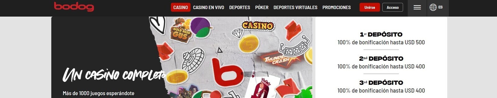 Página web de Bodog Casino