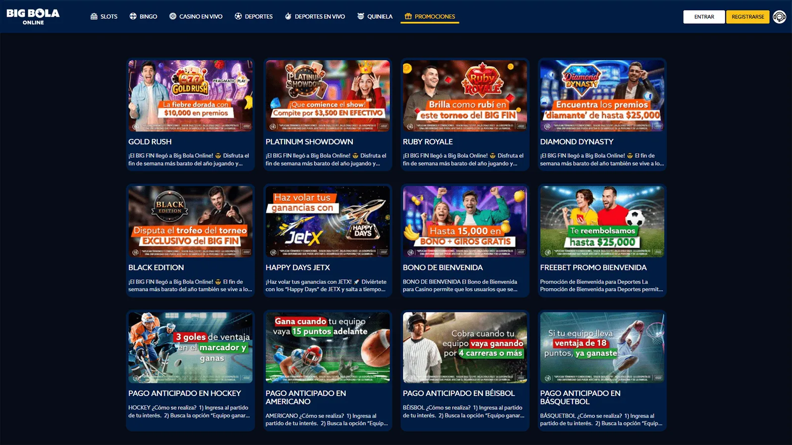 Bonos del casino Big Bola