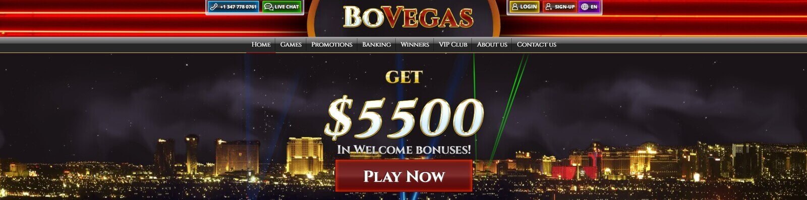 Página web de Bovegas Casino online