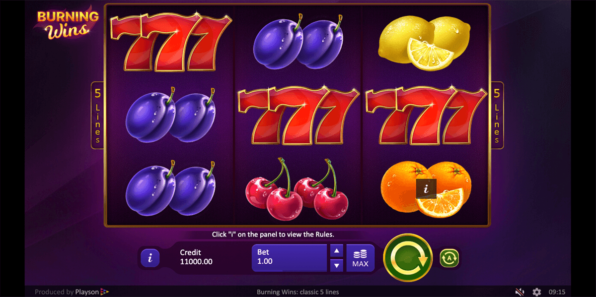 burning wins classic 5 lines playson tragamonedas gratis