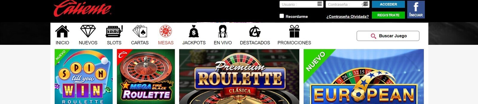 Juegos de Caliente Casino