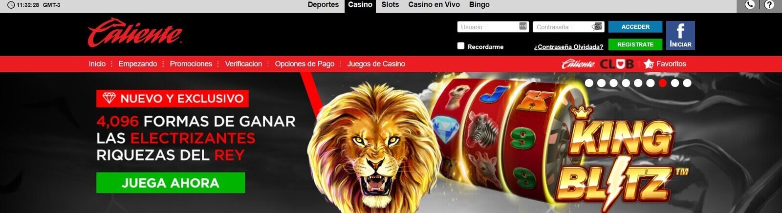 Página web de Caliente Casino