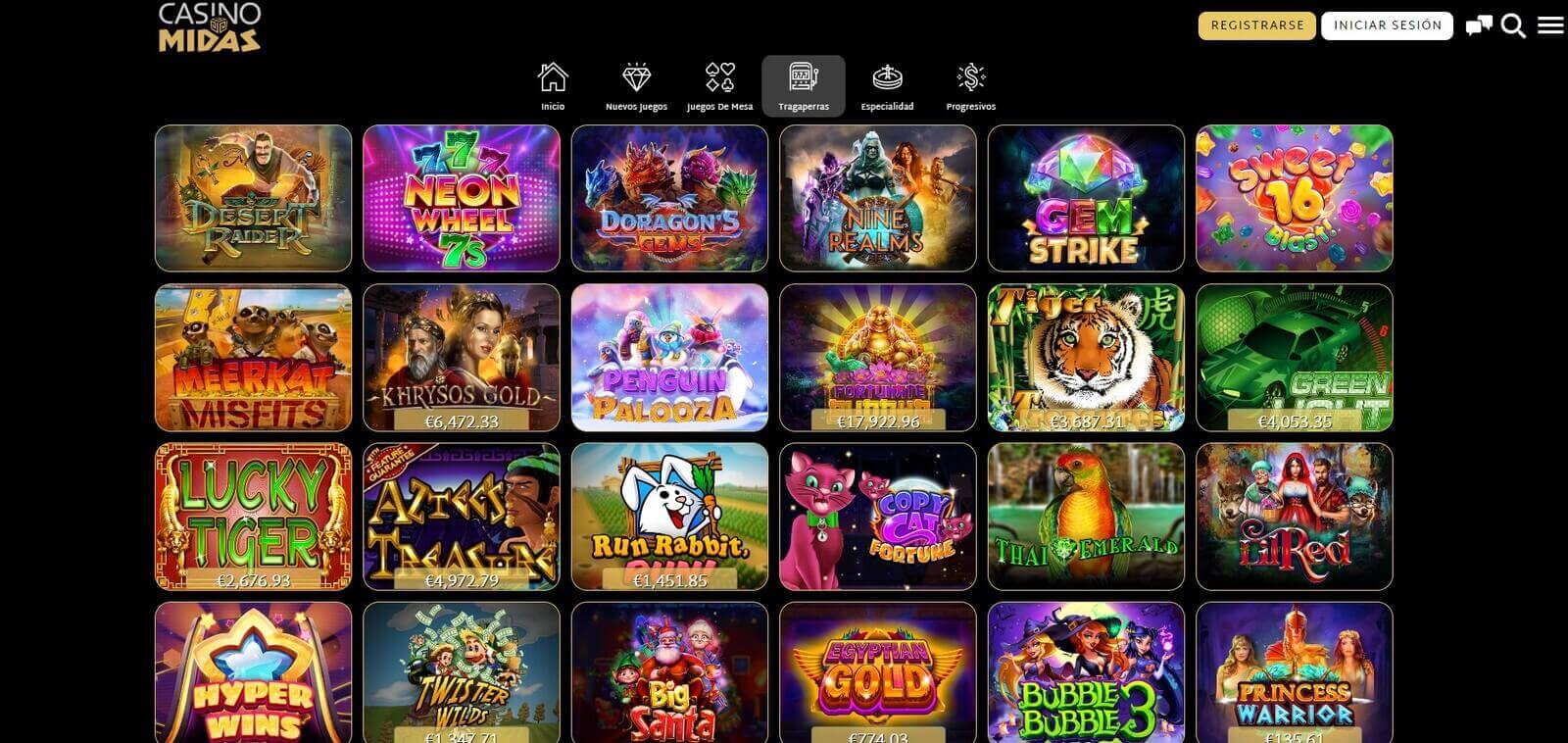 Mejores juegos de tragaperras en Casino Midas online en 2023