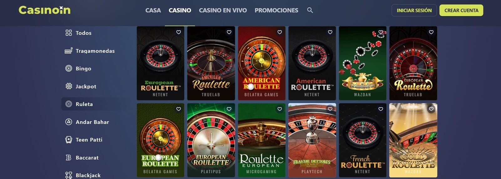 Mejores juegos de mesa en CasinoIn online