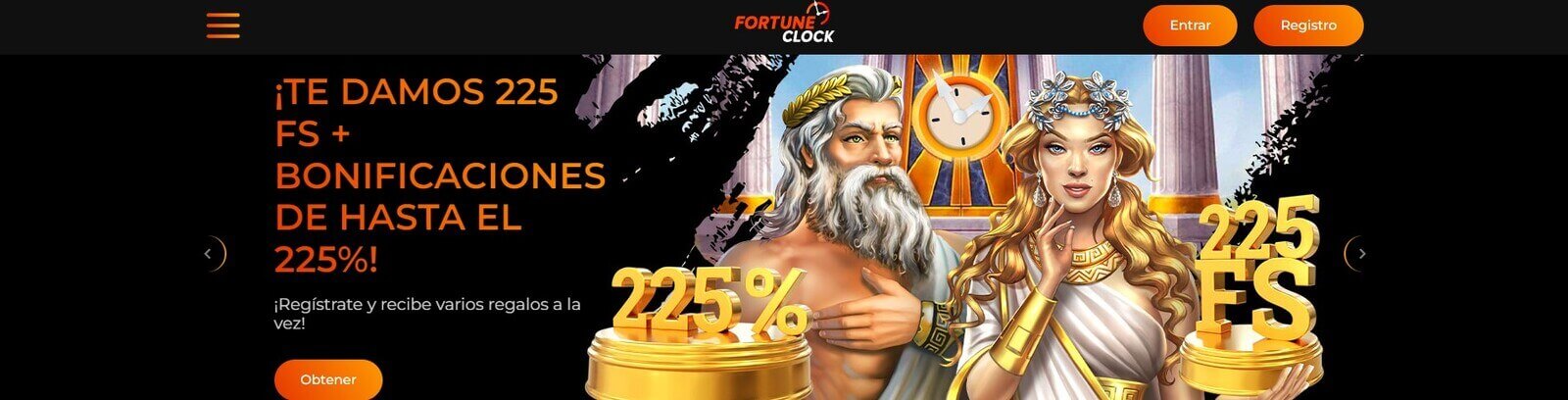Página web de Fortune Clock Casino