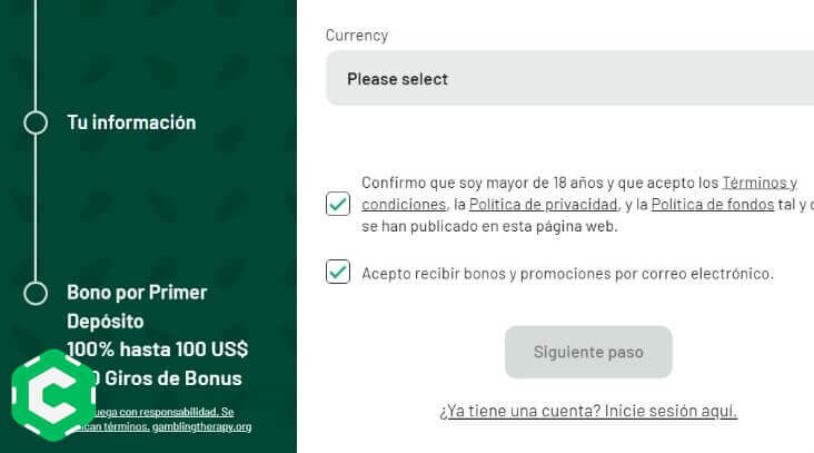 fruitycasa registrarse paso