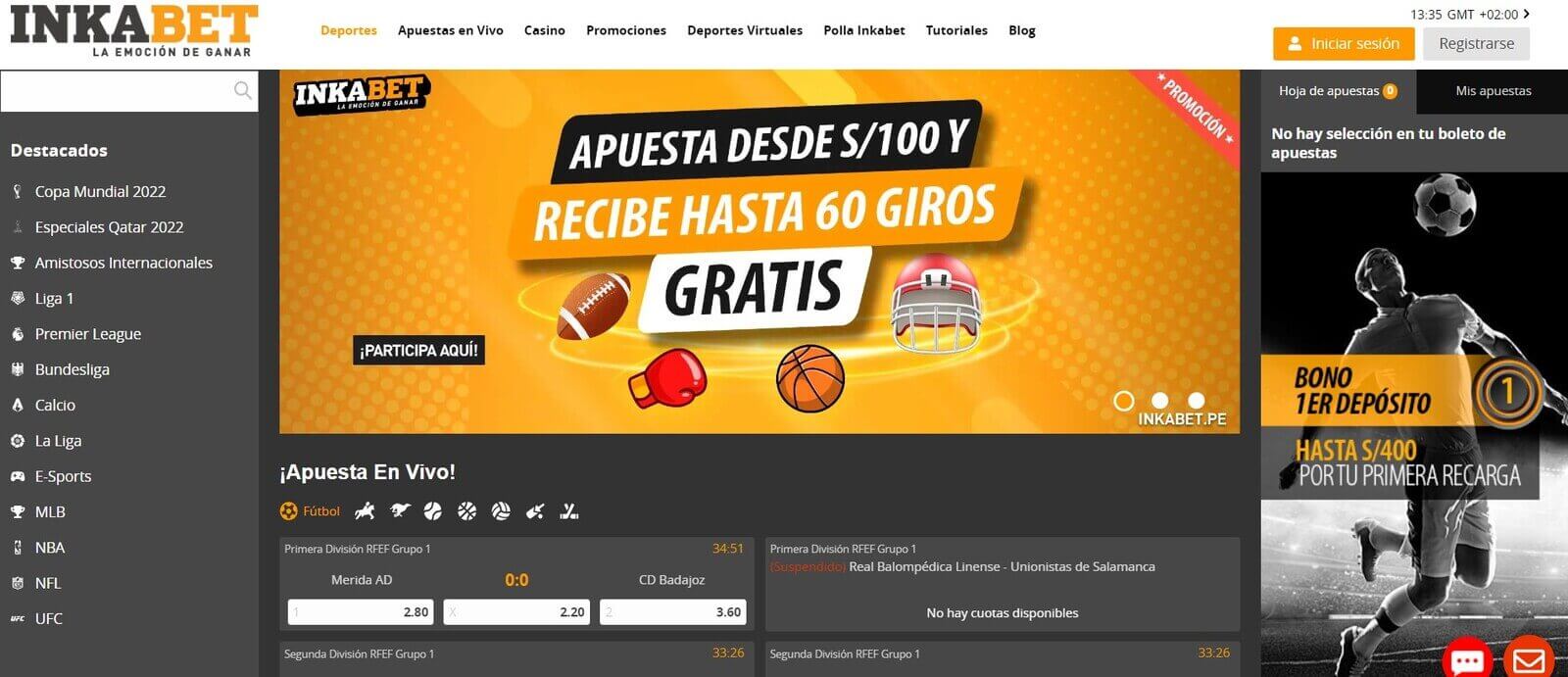 Apuestas deportivas de Inkabet online en Perú de 2023