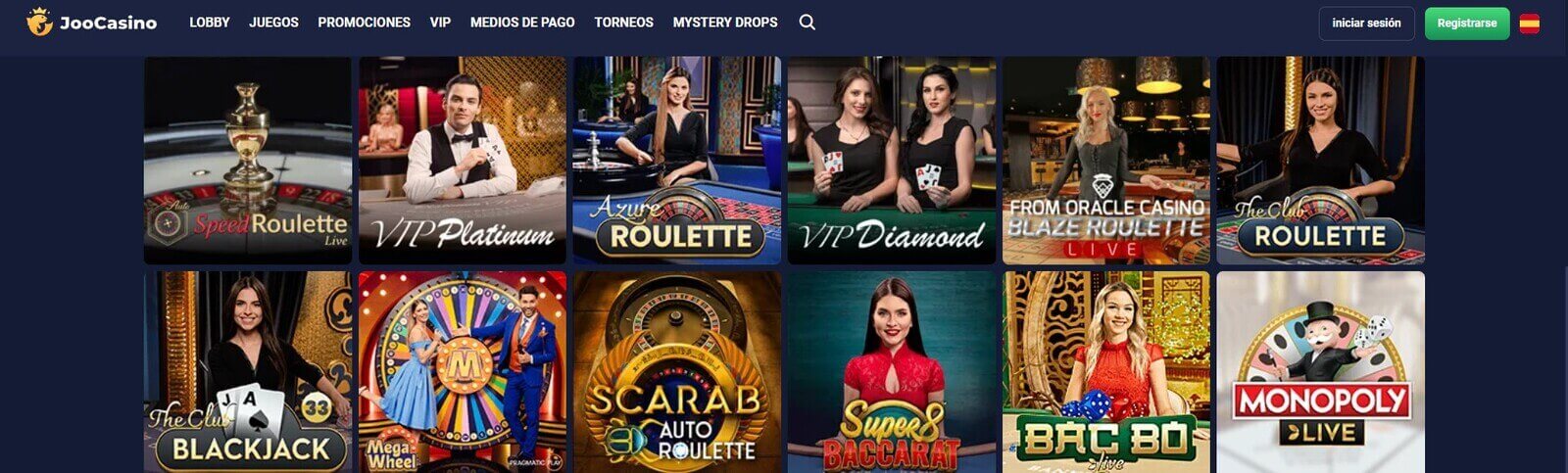 Jugar en casino en vivo de JooCasino online