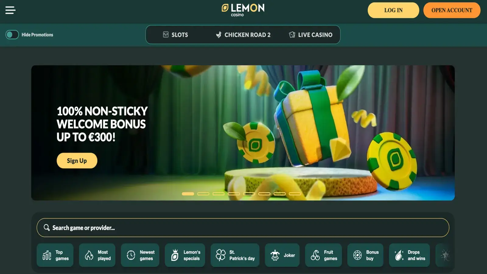 Lemon Casino Homepage