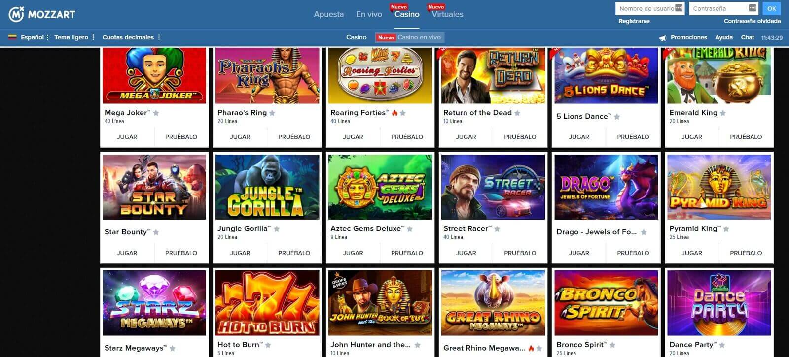 Tragamonedas de MozzartBet casino online en Colombia
