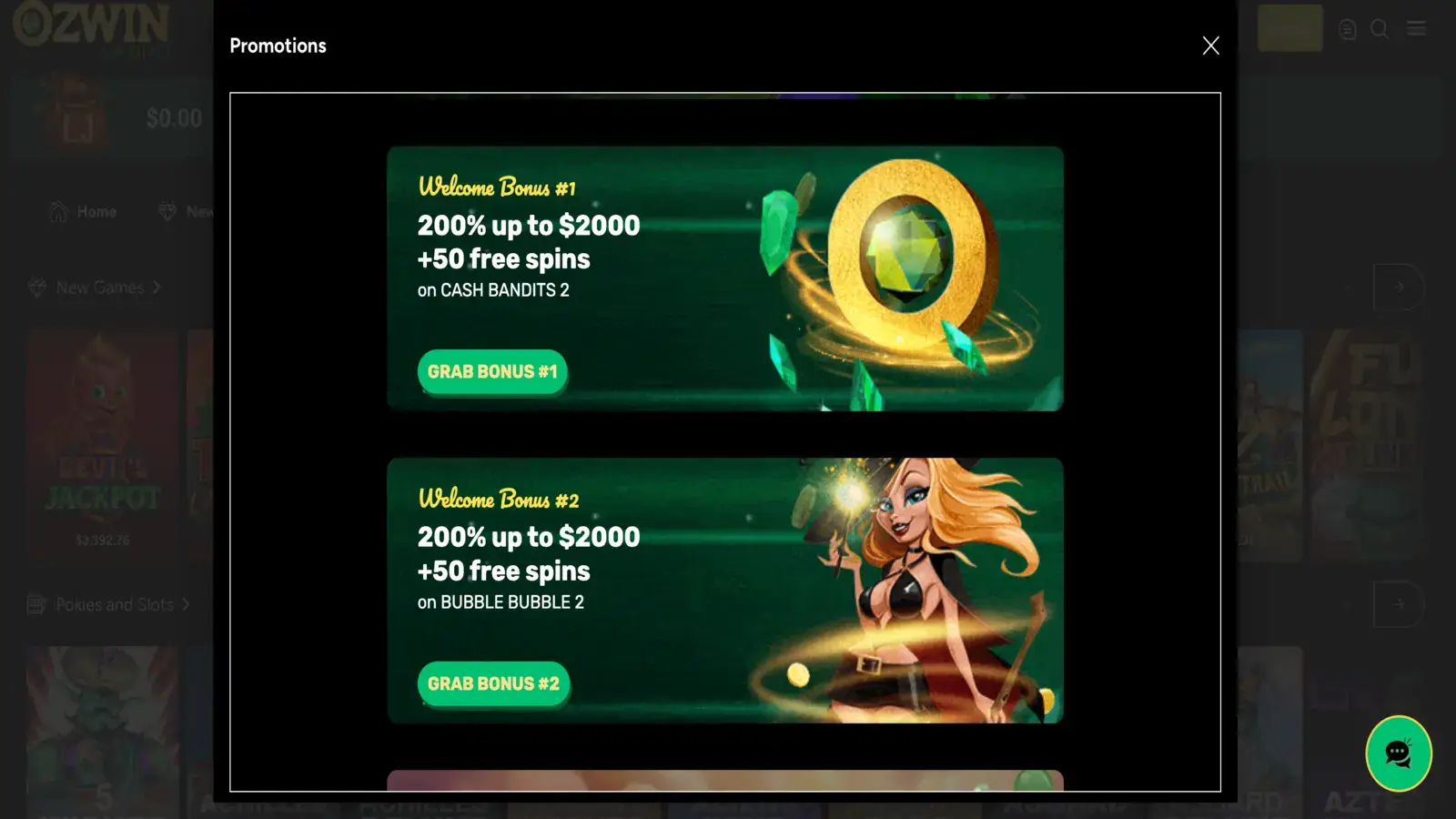 Ozwin Casino Welcome Bonus