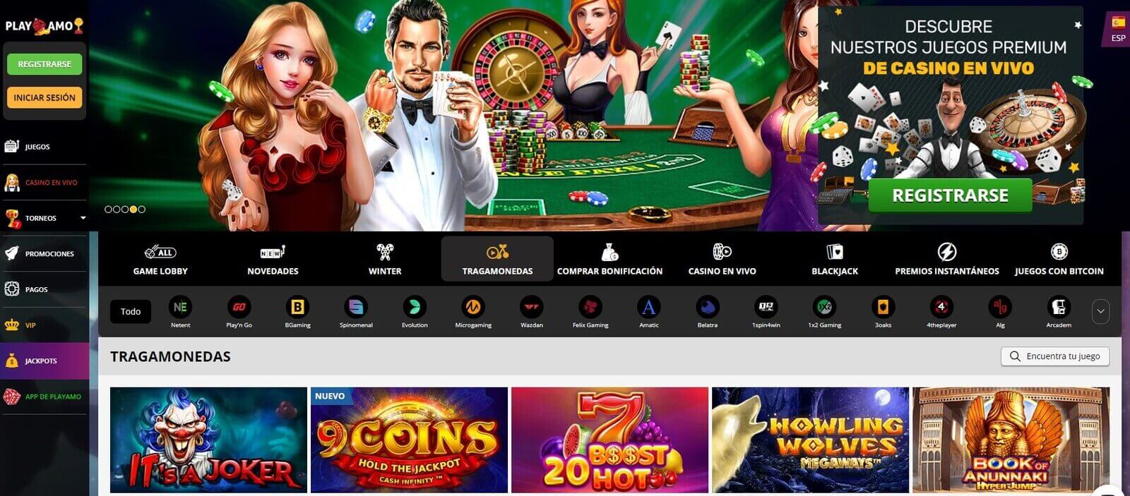 Juegos en vivo de PlayAmo Casino online en América Latina