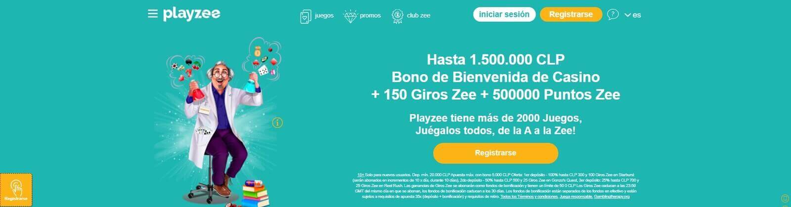 Página web de PlayZee Casino
