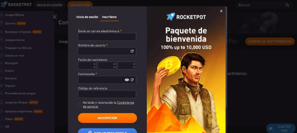 rocketpot registrarse