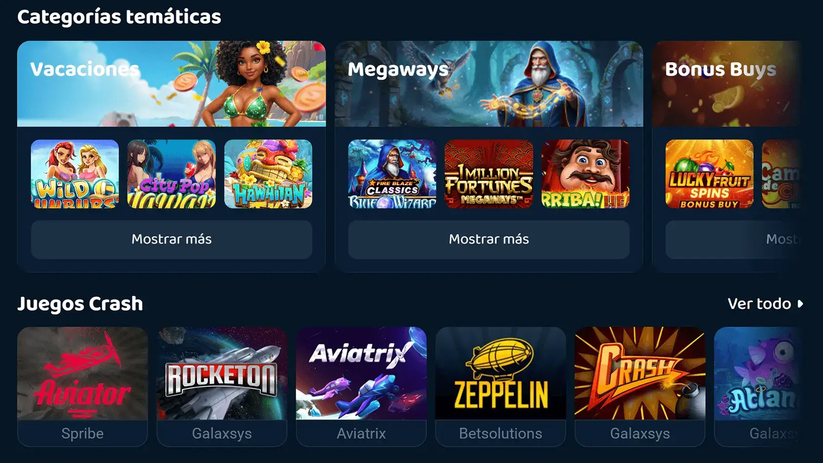 Selecci&oacute;n de juegos de LeBull Casino en Am&eacute;rica Latina
