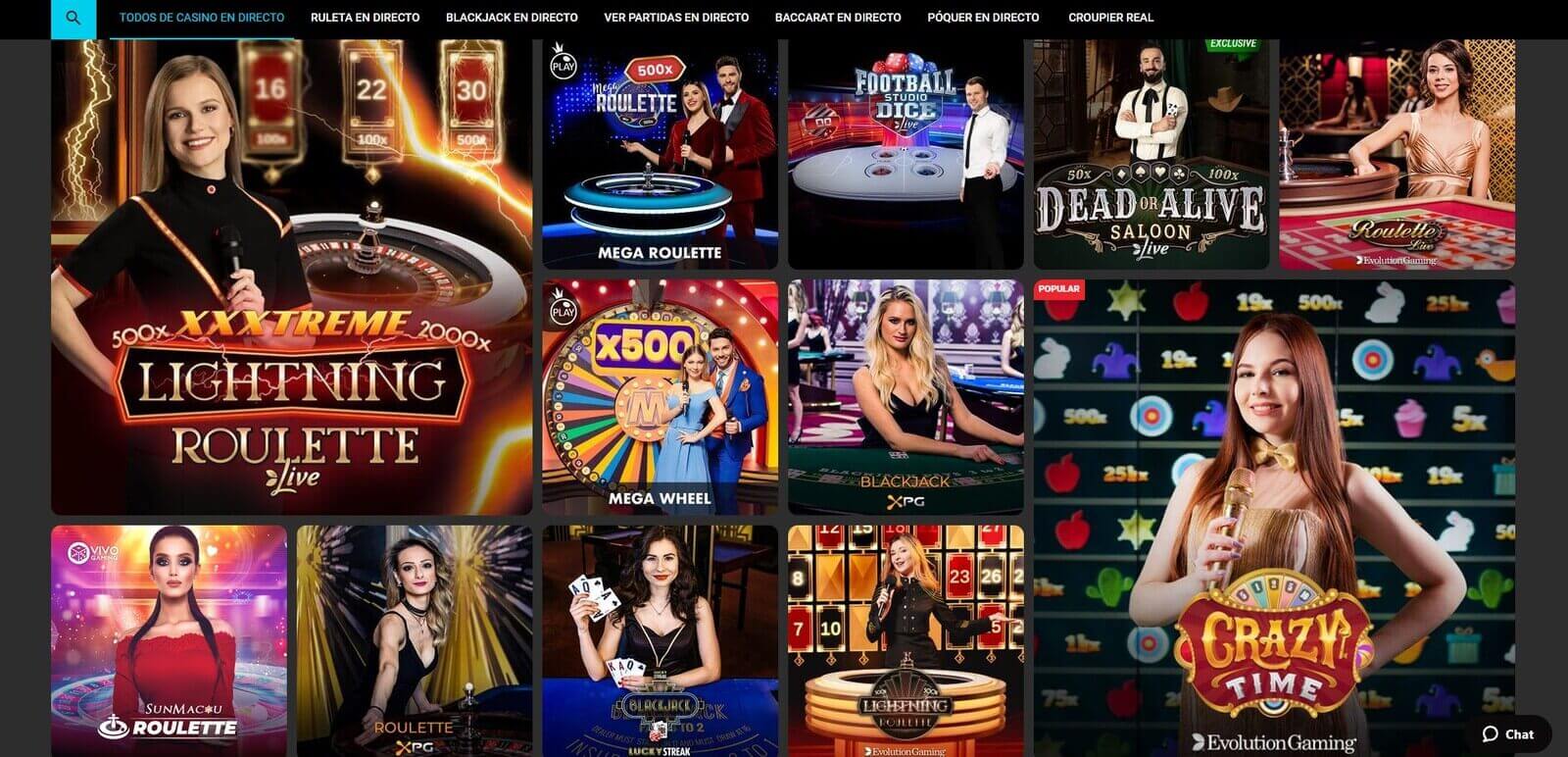 Juegos de casinos en vivo en SilverPlay online