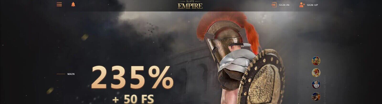 Página web de Slots Empire Casino