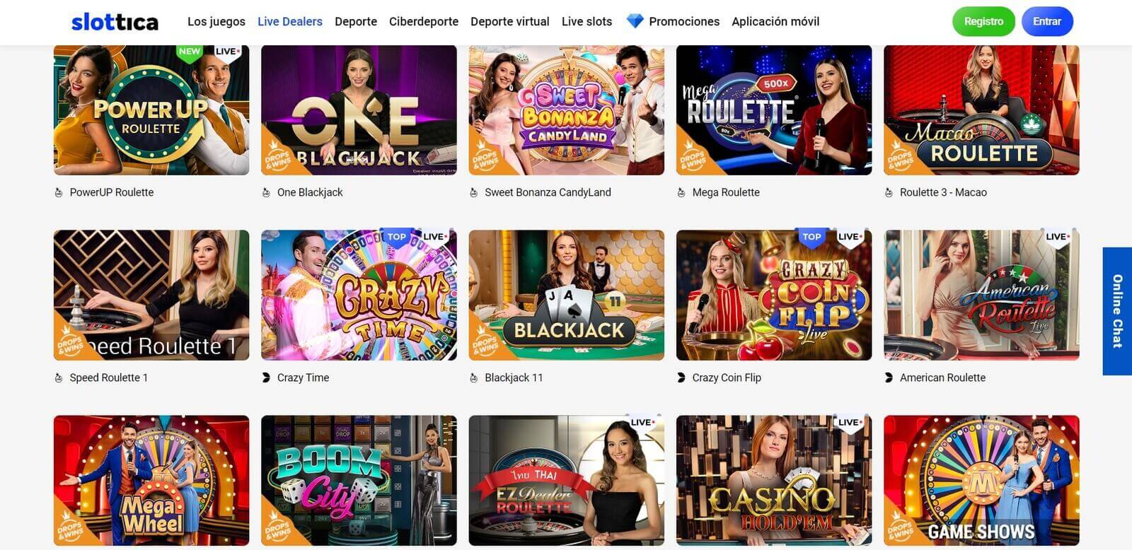 Casino en vivo de Slottica online en Latinoamérica