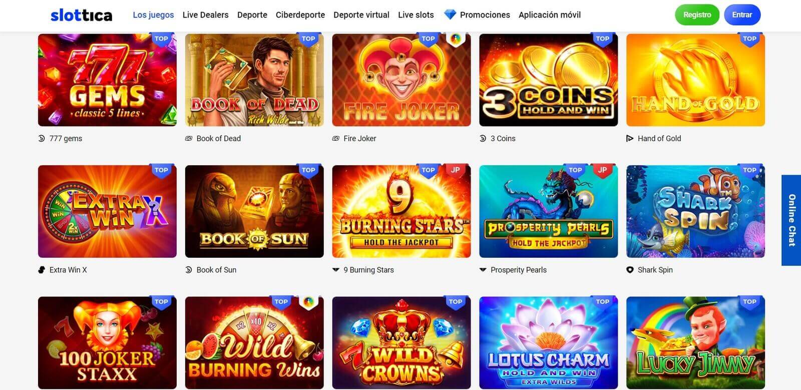 Tragamonedas de Slottica Casino online con Entropay en Latinoamérica