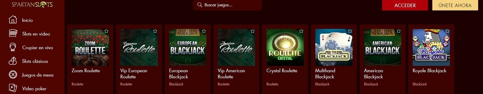Juegos de Spartan Slots Casino