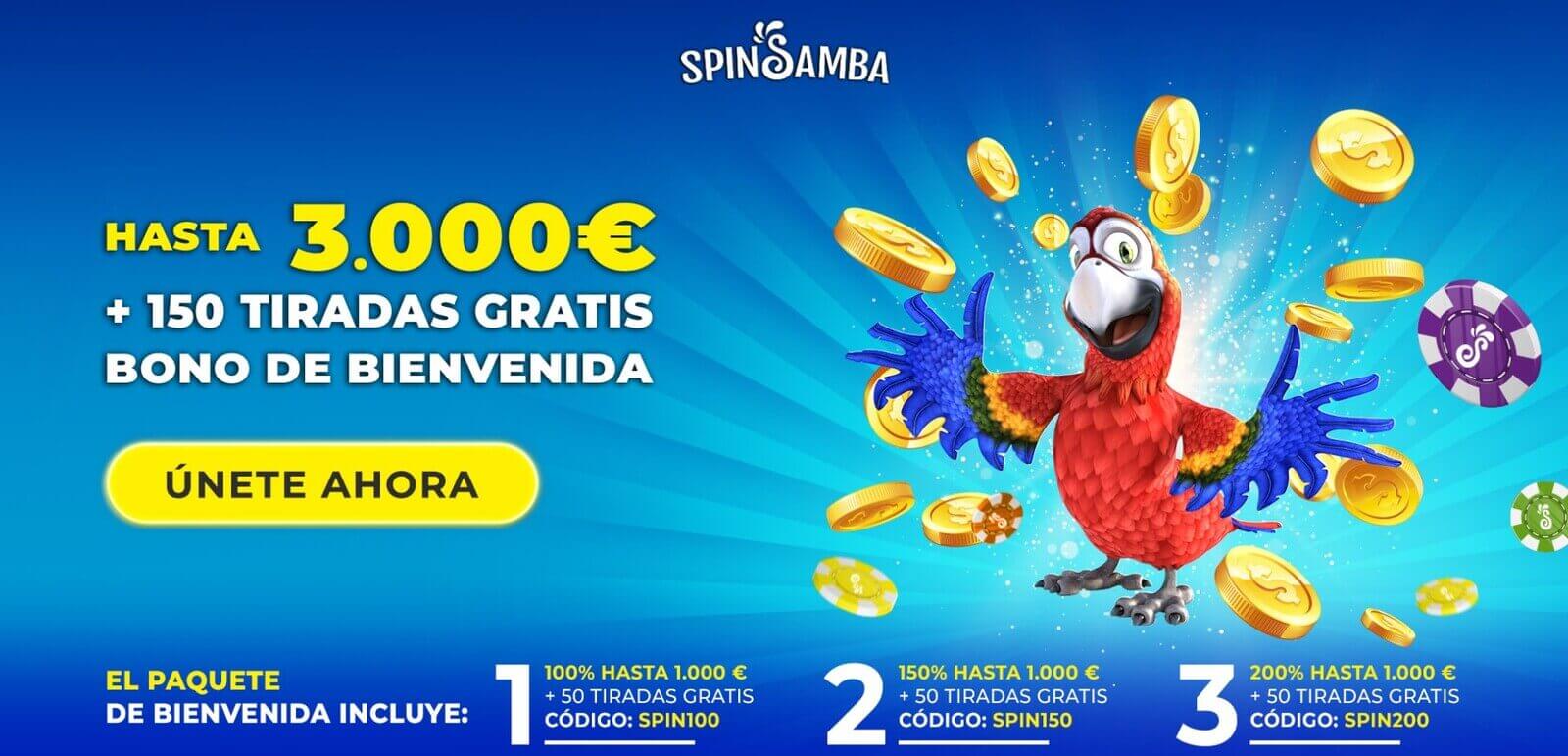 Bono de bienvenida de Spin Samba Casino online en Argentina