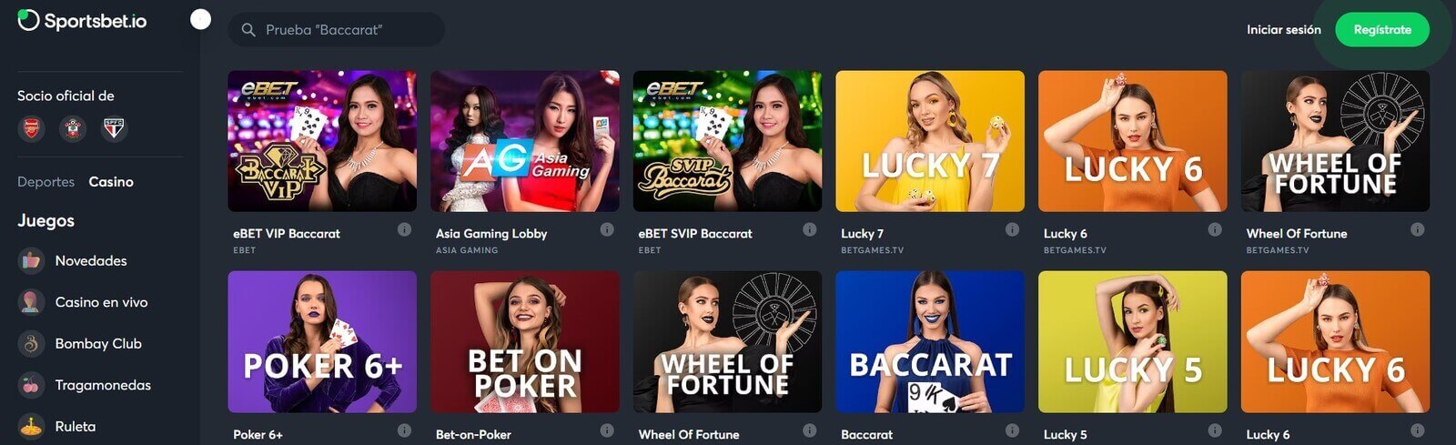 Jugar en casino en vivo de SportsBet.io Casino online