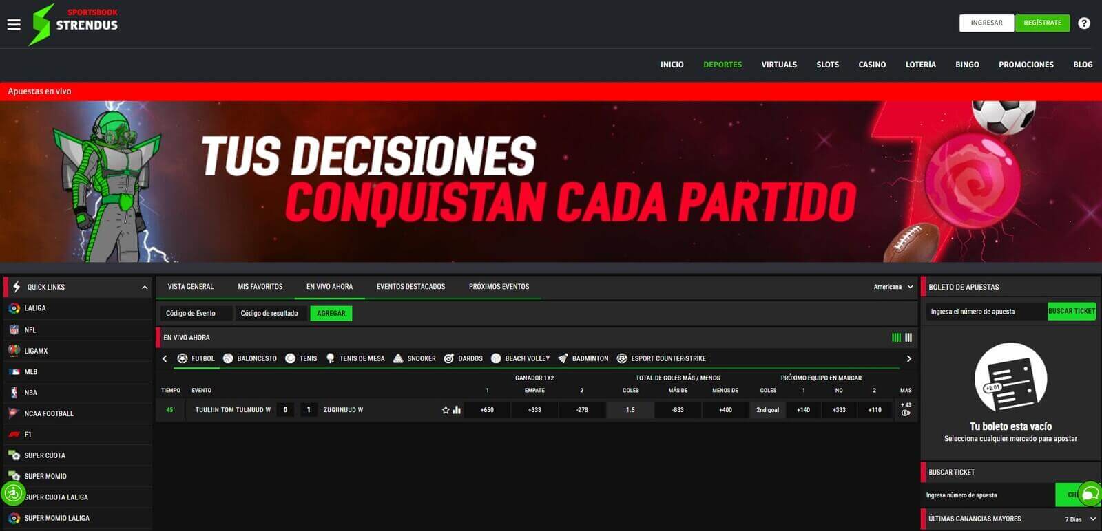 Apuestas deportivas de Strendus online en México