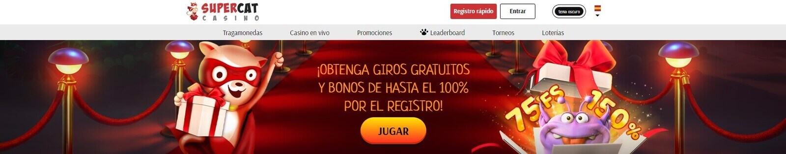 Página web de SuperCat Casino