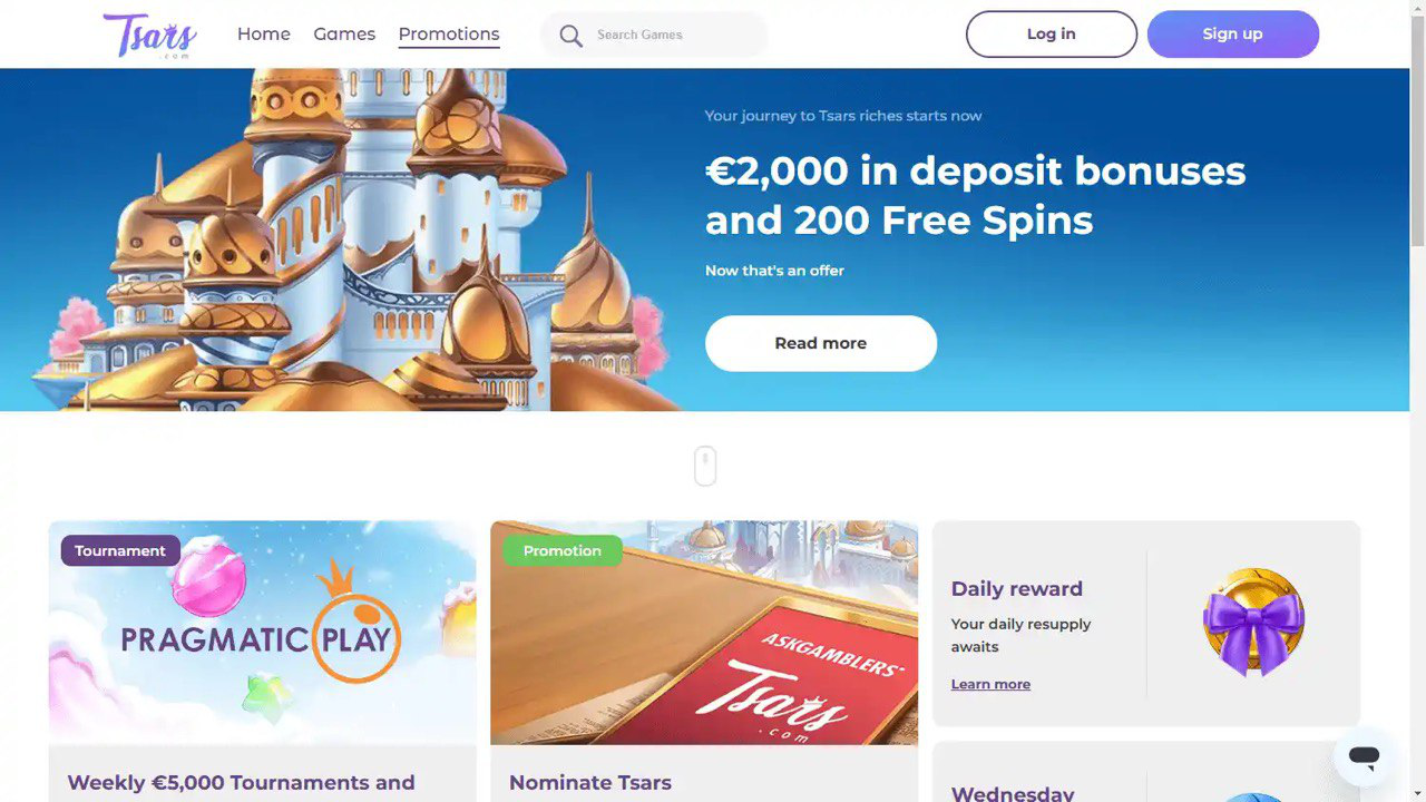 Promociones de Tsars Casino