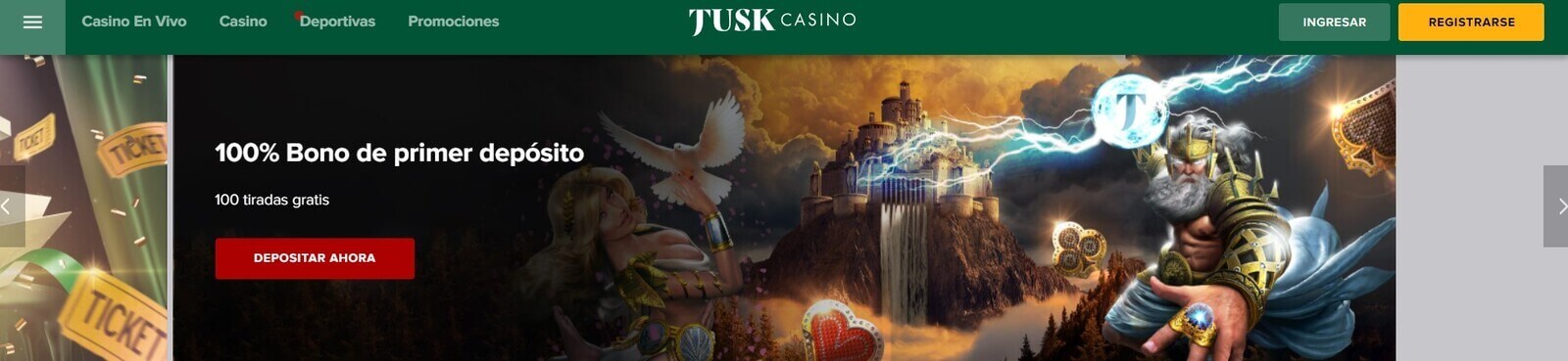 Página web de Tusk Casino