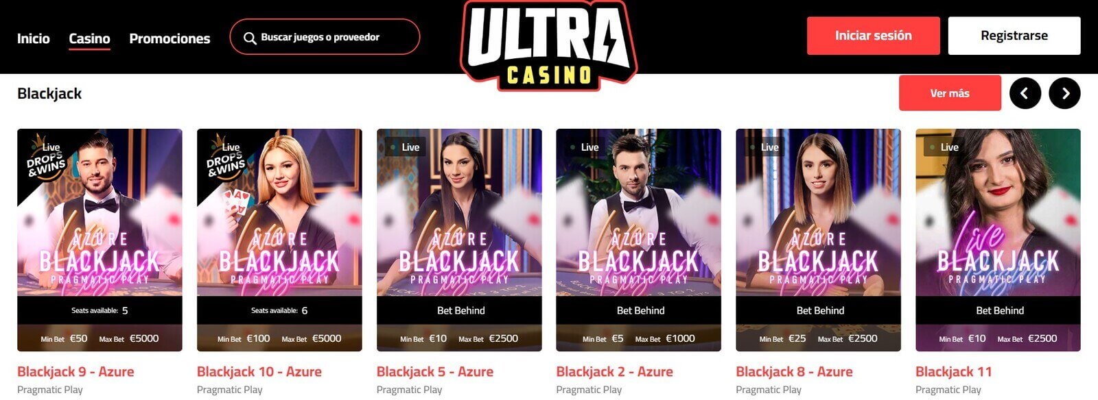 Jugar en casino en vivo de Ultra Casino Casino online