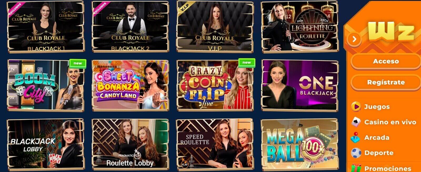 Juegos de casino en vivo de Wazamba online en Chile y Perú