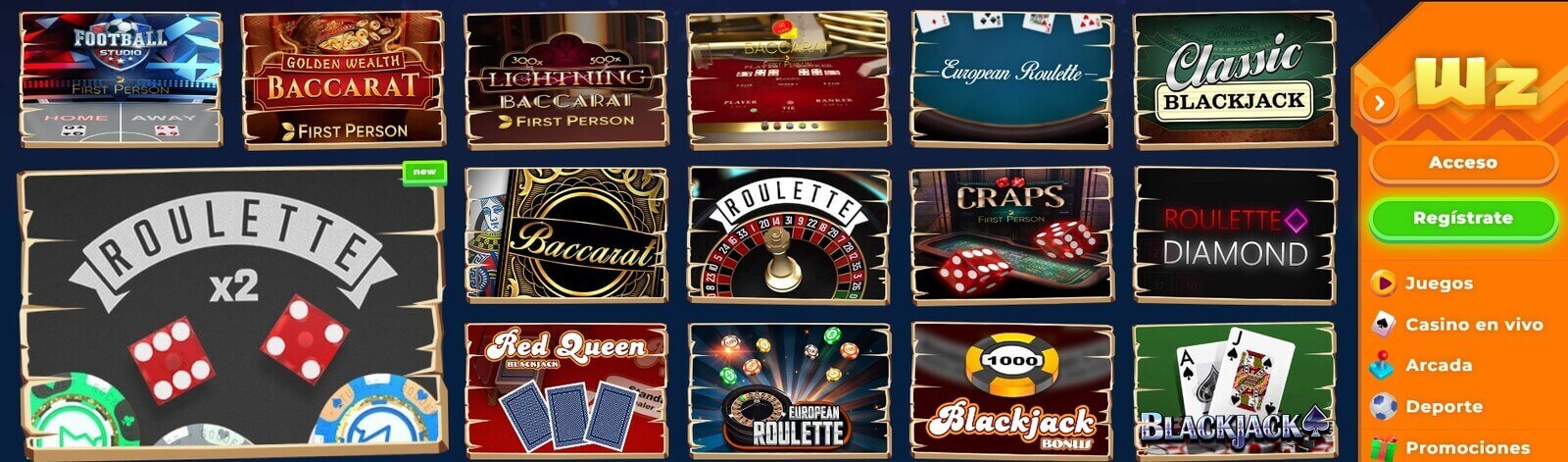 Mejores juegos de mesa en Wazamba Casino online en Chile y Perú