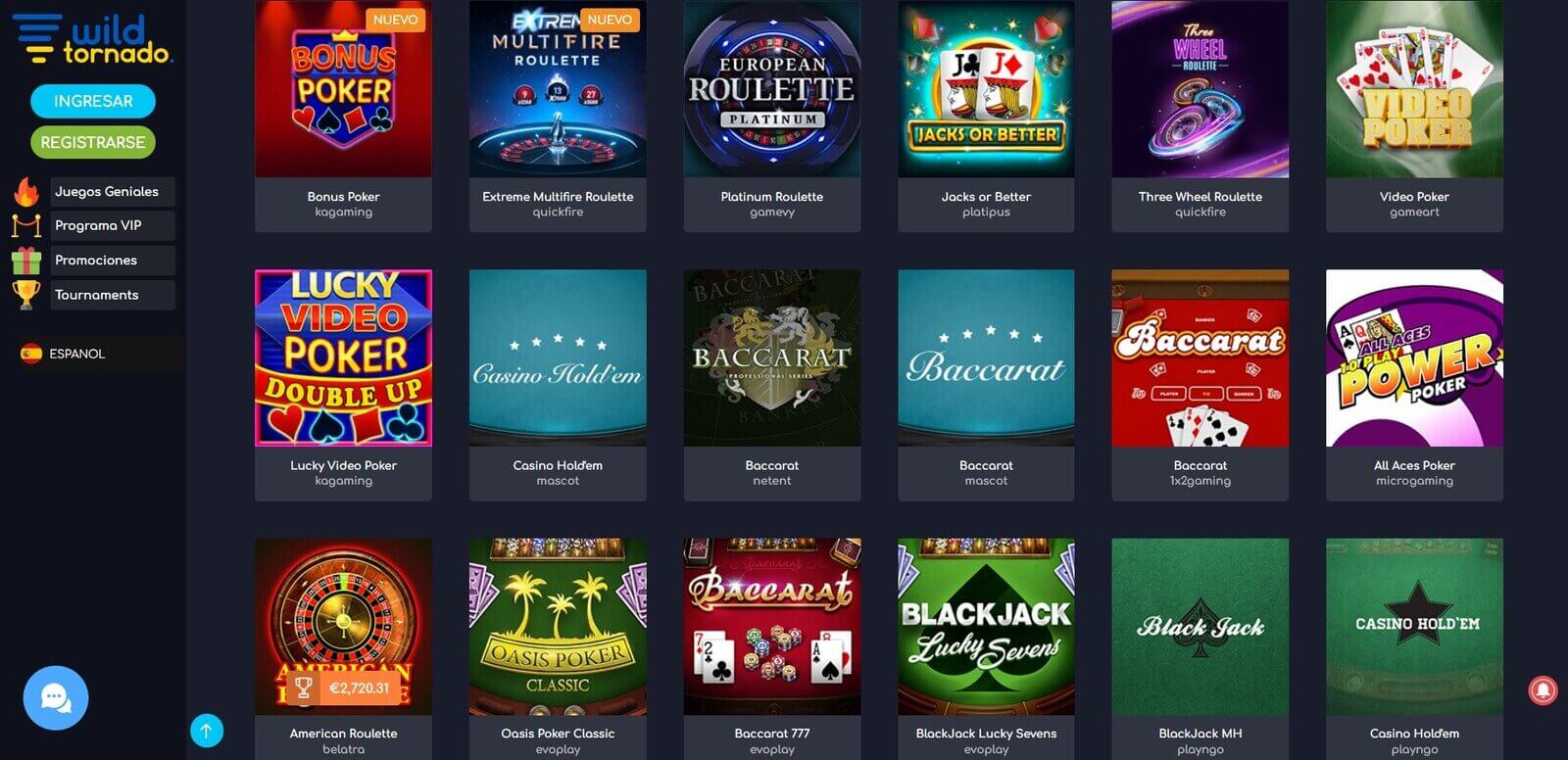 Juegos de WildTornado casino online en Latinoamérica